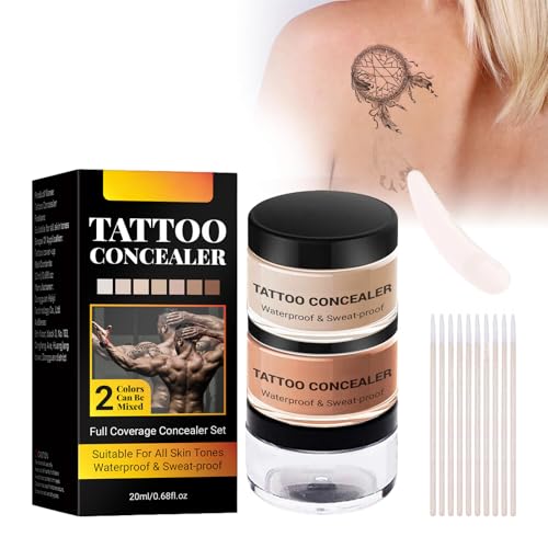 Tattoo Concealer Für Körper, Tattoo Entferner, Make-up zum Abdecken von Tattoos, Tattoo-Abdeckcreme, Narben Body Makeup Foundation, Professionelle Wasserdichte Make-up Concealer-Tattoo-Set, Stil 1 von Rakiuty