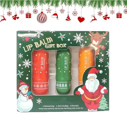 Weihnachten Lip Gloss Geschenkset,Glitzer-Lipgloss Aufrollen,Roll On Glitter Lip Gloss,Lip Shiner Roll-On von Rakiuty