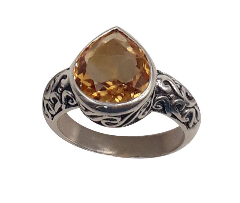 Vintage Art Deco Citrin Ring Handgemachter 925 Sterling Silber Statement Ring Vintage Art Deco Citrin Ring Handgemachter 925 Sterling Silber Statement Ring von RakyanArts