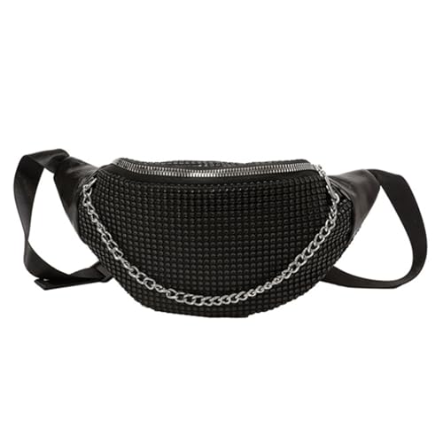 Gürteltasche mit glänzenden Strasssteinen, für Damen und Mädchen, kleine Gürteltasche, Umhängetasche, Handy-Tasche für Party, Strand, Reisen, schwarz c, Einheitsgröße von Ralcosuss
