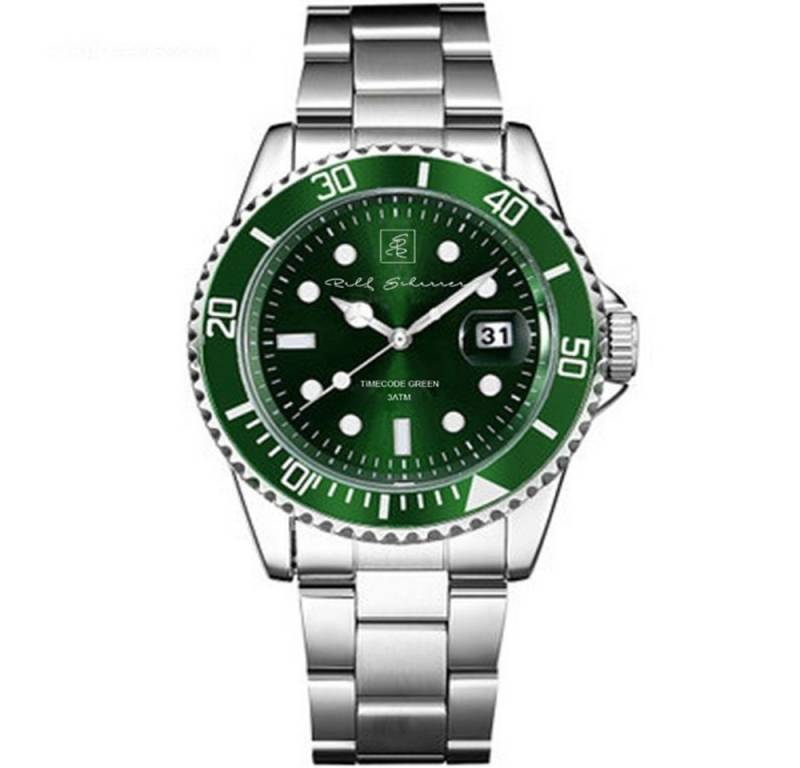 Ralf Scharrer Sportuhr TimeCode Green Ziffernblatt Sunshine Green, Gehäuse- Armband Silber, Silber grün, 2x Edelstahl, Metallarmband, bis 3ATM von Ralf Scharrer
