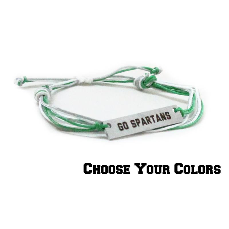 Gehe Spartans String Armband | Wählen Sie Ihre Farben Team Spirit Kollektion Spiritwear Schmuck Schulfarben Maskottchen Bundesstaatugischichi von RallyStrings