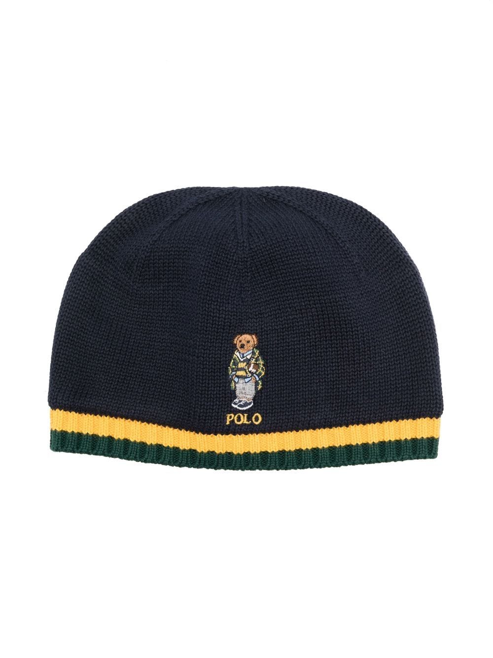 Ralph Lauren Kids Gestrickte Beanie mit Polo Bear - Blau von Ralph Lauren Kids