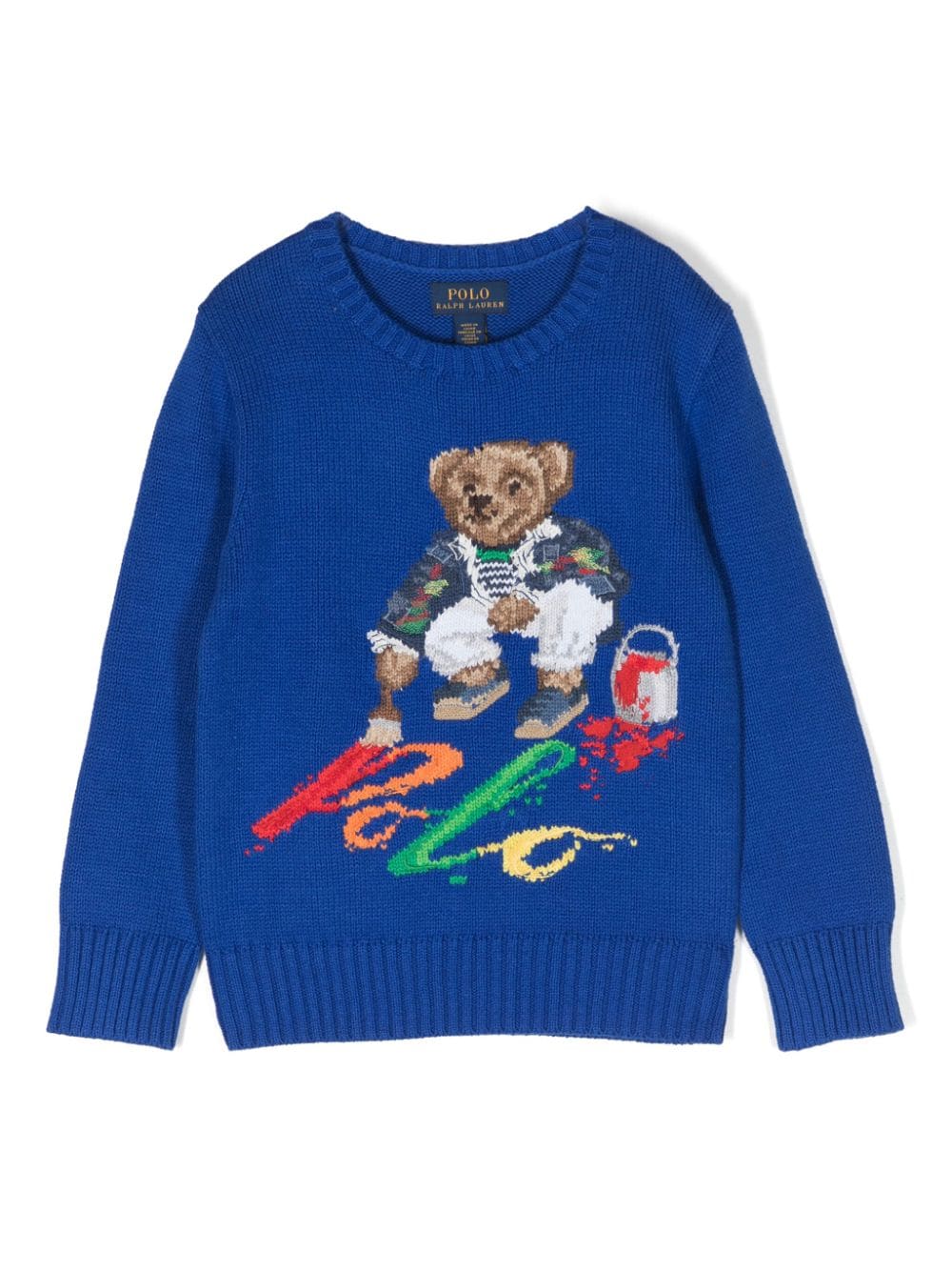 Ralph Lauren Kids Intarsien-Pullover mit Teddy - Blau von Ralph Lauren Kids