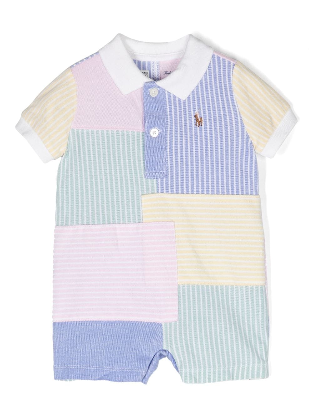 Ralph Lauren Kids Kurzer Strampler im Patchwork-Look - Blau von Ralph Lauren Kids