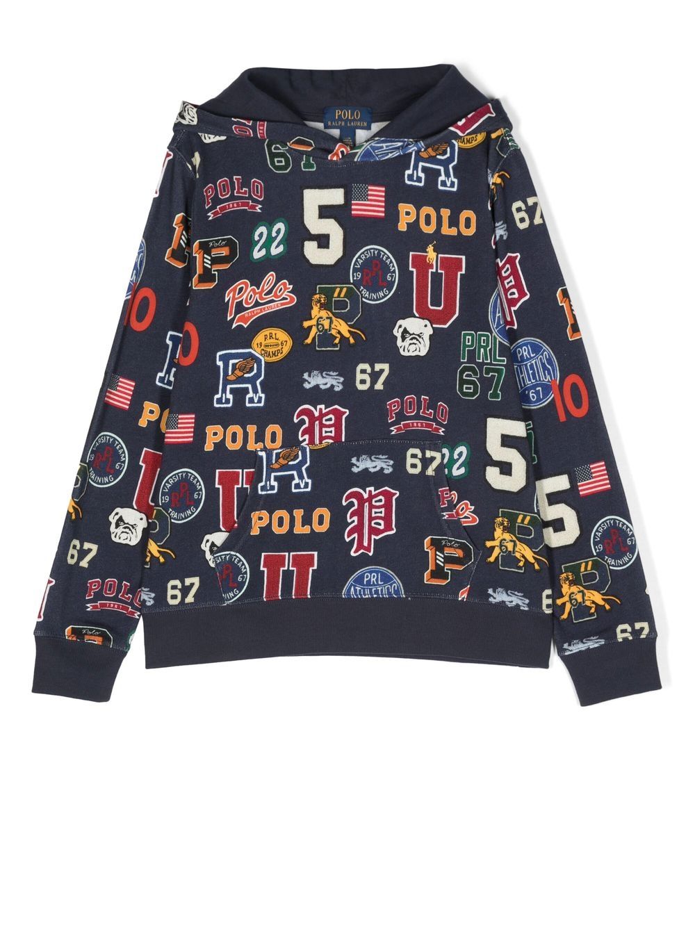 Ralph Lauren Kids Hoodie mit Letterman-Print - Blau von Ralph Lauren Kids