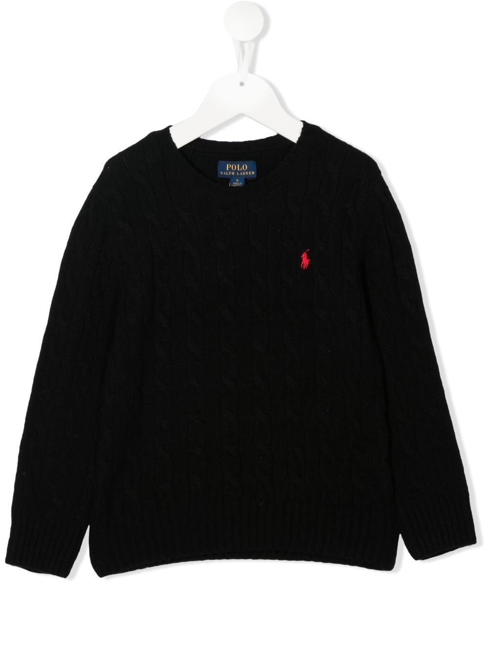 Ralph Lauren Kids Polo Pony Pullover mit Zopfmuster - Schwarz von Ralph Lauren Kids