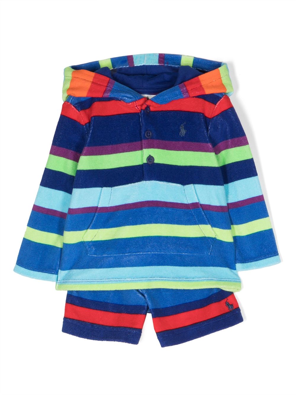 Ralph Lauren Kids Set aus gestreiftem Hoodie und Shorts - Blau von Ralph Lauren Kids