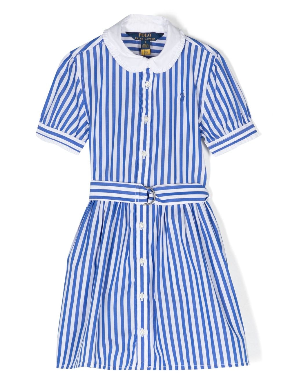 Ralph Lauren Kids Gestreiftes Hemdkleid mit Gürtel - Weiß von Ralph Lauren Kids