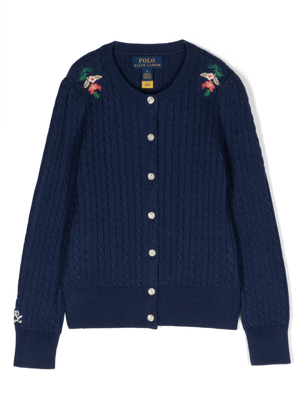 Ralph Lauren Kids Bestickter Pullover mit Zopfmuster - Blau von Ralph Lauren Kids