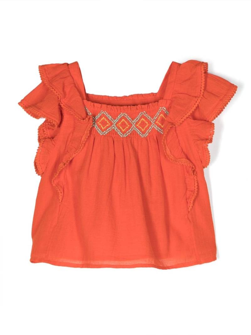 Ralph Lauren Kids Bestickte Bluse mit Rüschen - Orange von Ralph Lauren Kids