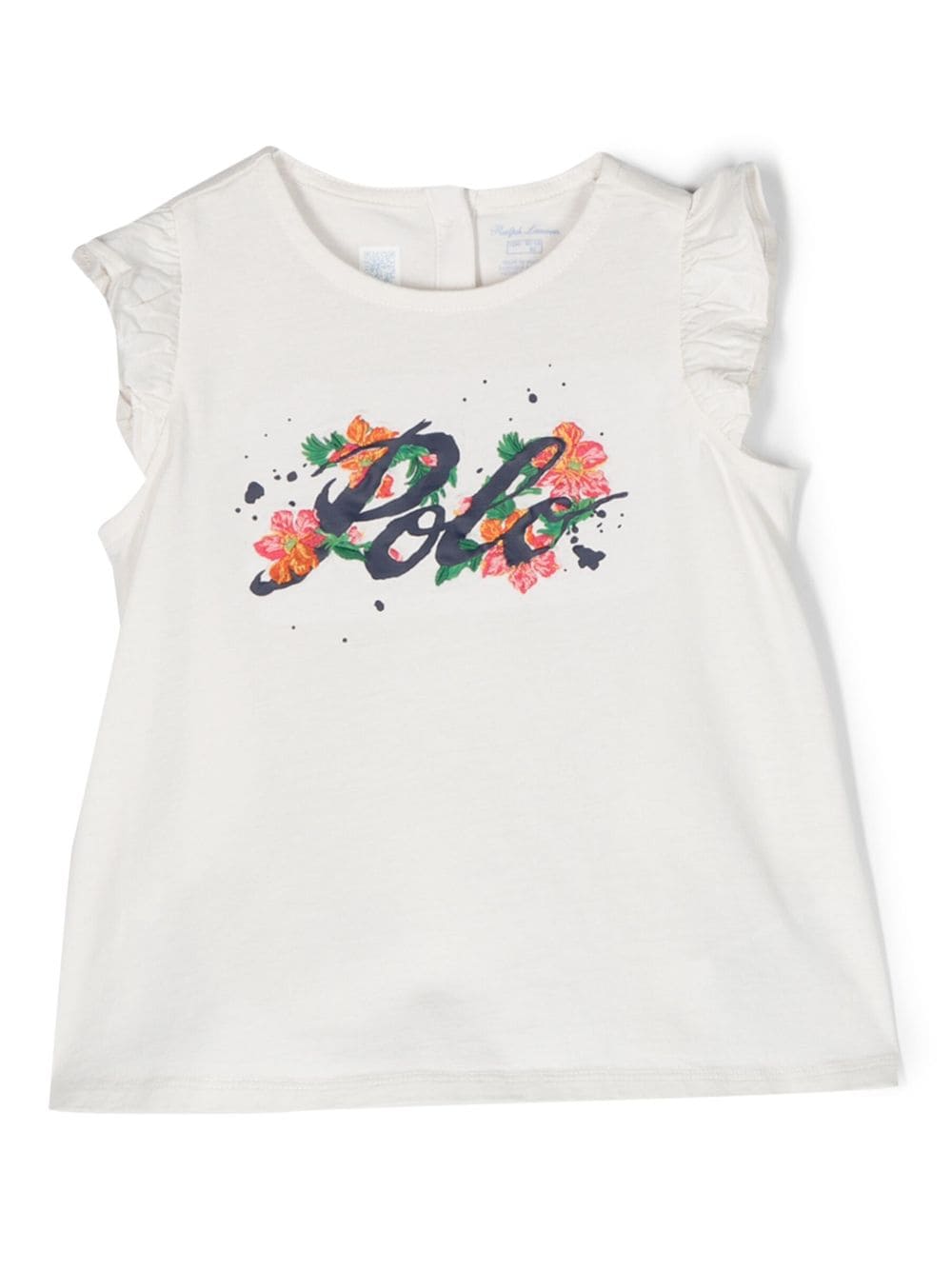 Ralph Lauren Kids Gerüschtes T-Shirt mit Logo-Print - Weiß von Ralph Lauren Kids