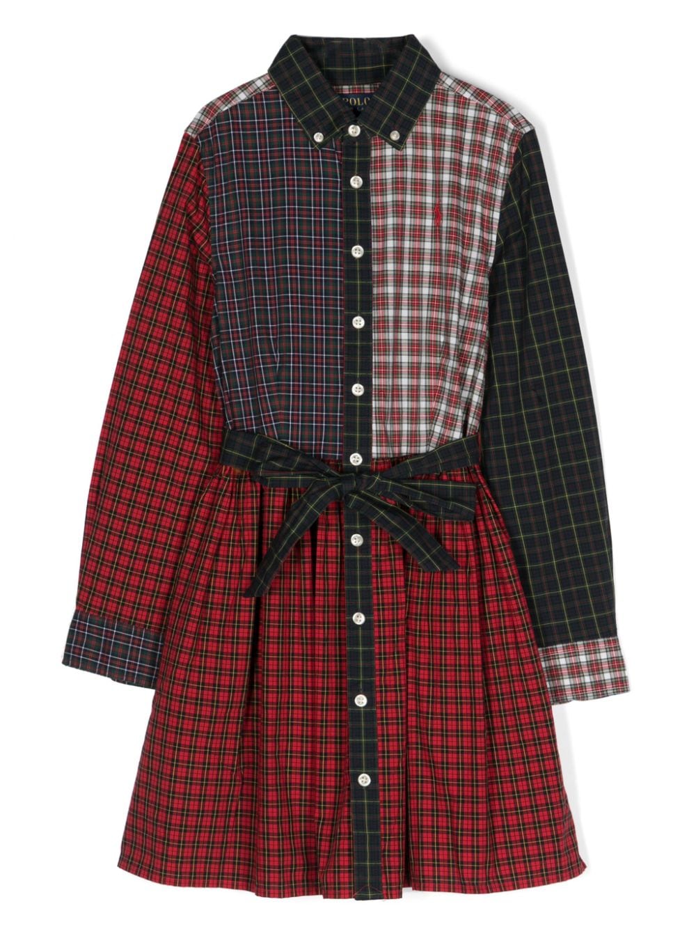 Ralph Lauren Kids Kariertes Patchwork-Hemdkleid - Rot von Ralph Lauren Kids