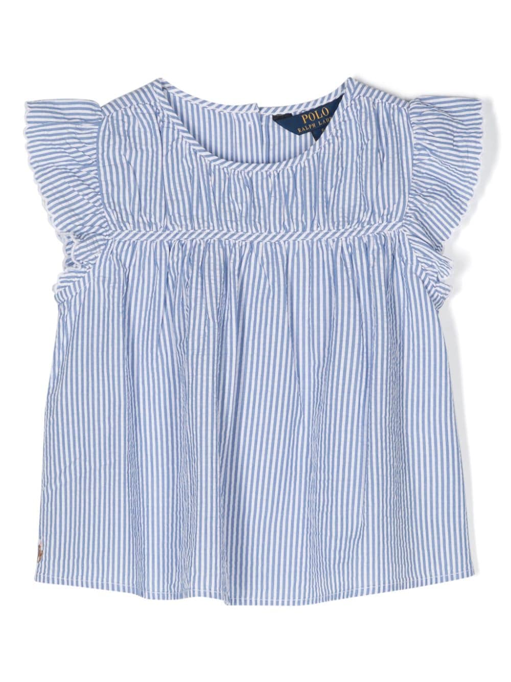 Ralph Lauren Kids Gestreifte Bluse mit Rüschendetail - Blau von Ralph Lauren Kids