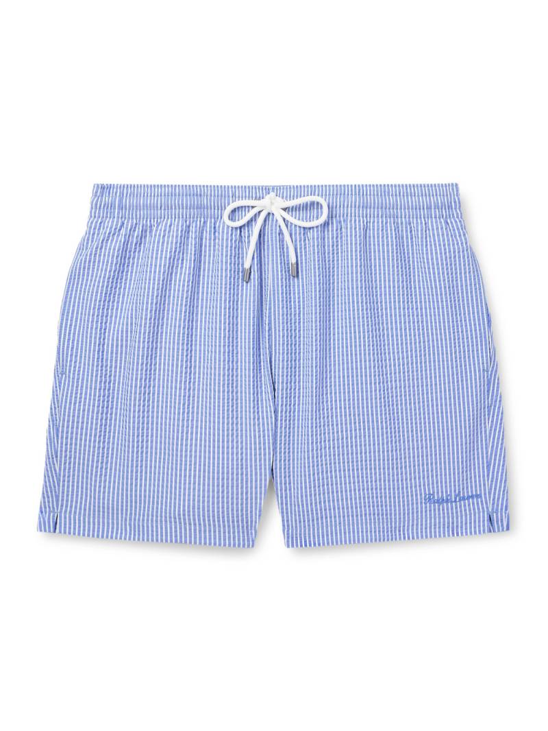 Ralph Lauren Purple Label - Amalfi Straight-Leg Mid-Length Striped Seersucker Swim Shorts - Men - Blue - XL von Ralph Lauren Purple Label