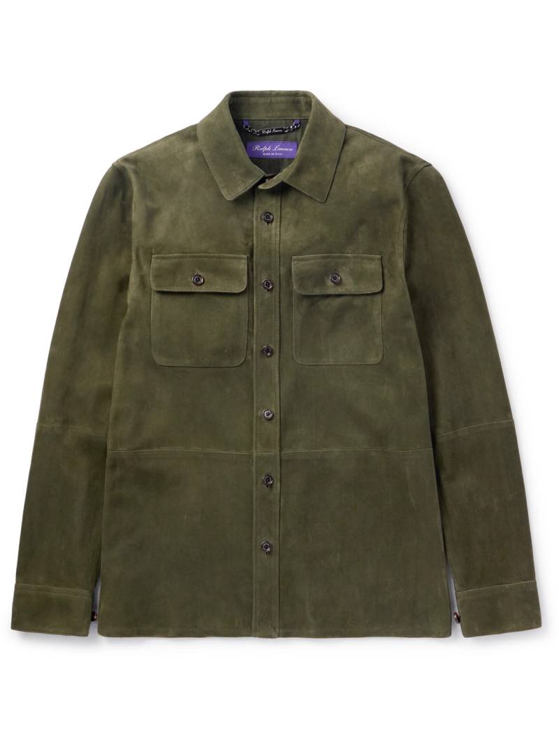 Ralph Lauren Purple Label - Calloway Suede Overshirt - Men - Green - XL von Ralph Lauren Purple Label