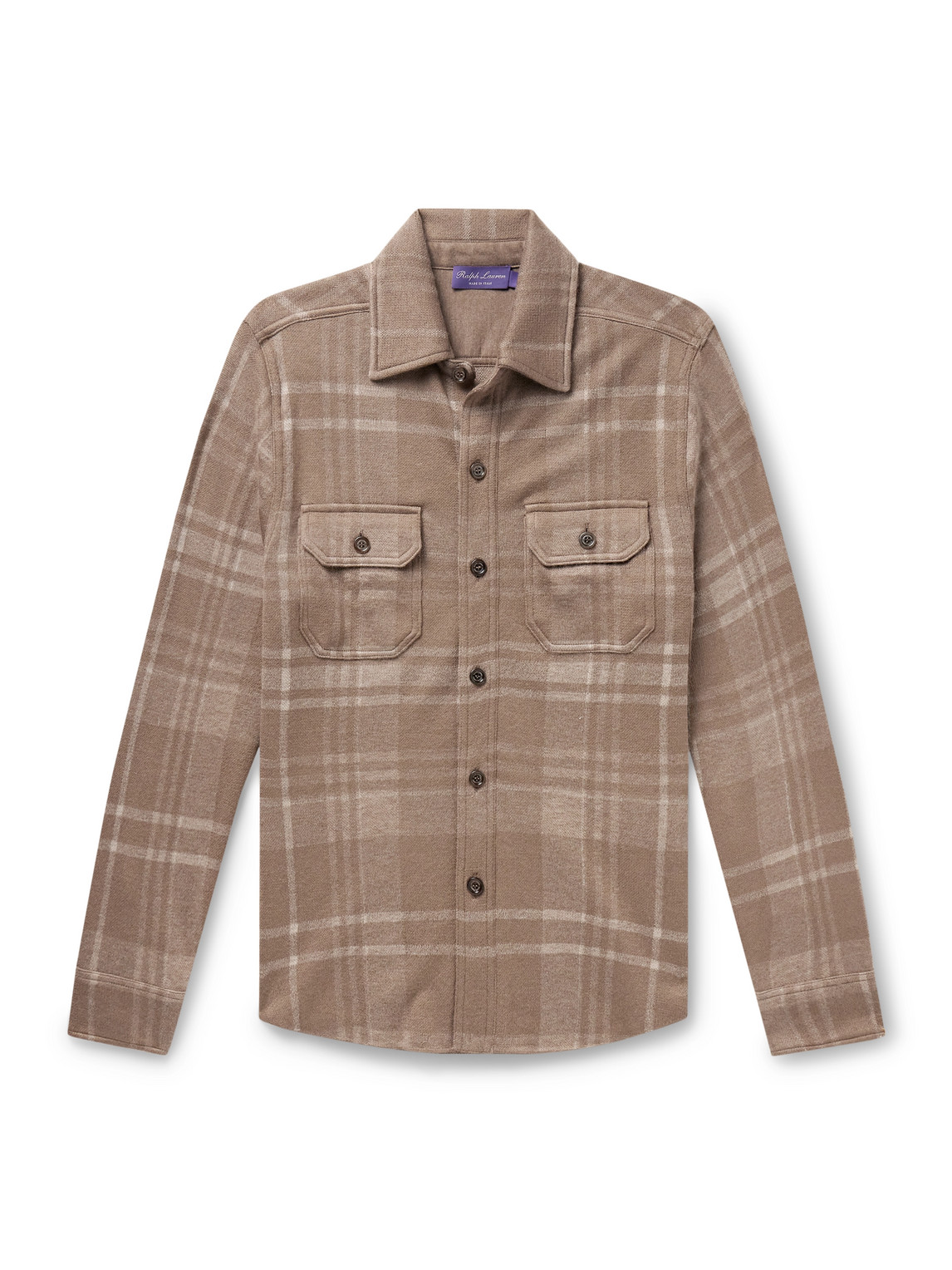 Ralph Lauren Purple Label - Checked Cashmere and Silk-Blend Overshirt - Men - Neutrals - XXL von Ralph Lauren Purple Label