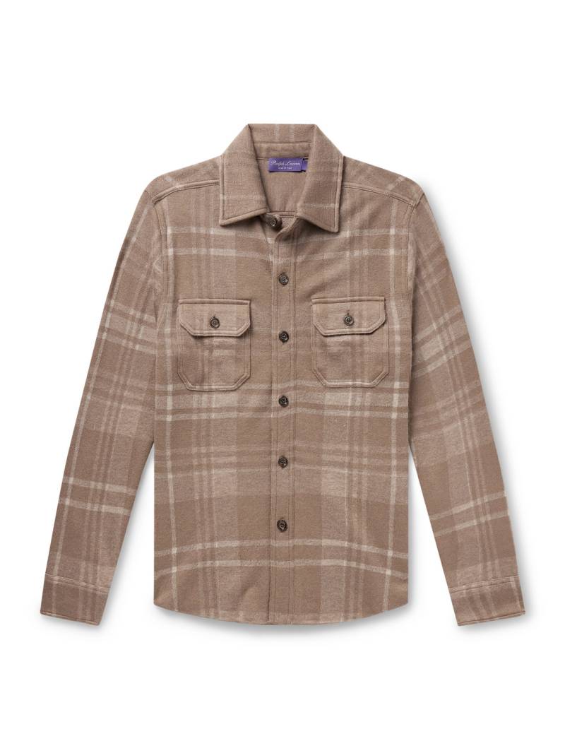 Ralph Lauren Purple Label - Checked Cashmere and Silk-Blend Overshirt - Men - Neutrals - XXL von Ralph Lauren Purple Label