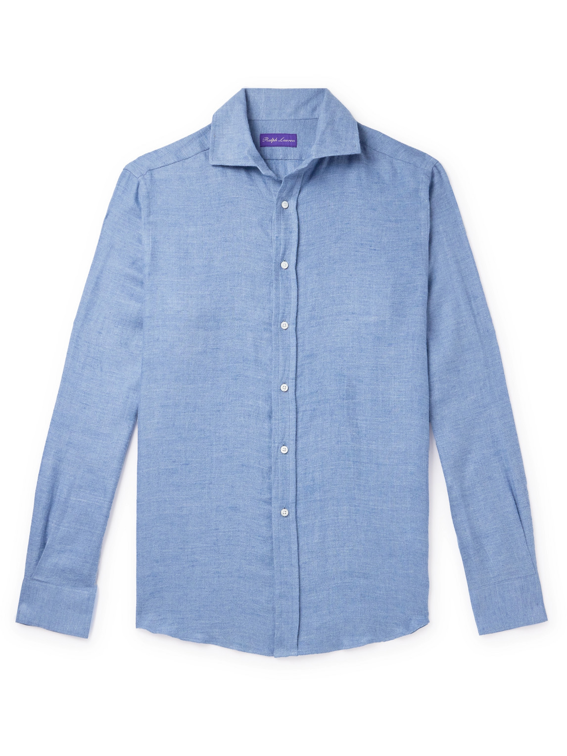 Ralph Lauren Purple Label - Cutaway-Collar Brushed Linen Shirt - Men - Blue - L von Ralph Lauren Purple Label