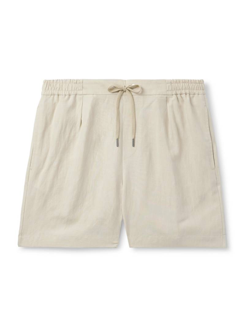 Ralph Lauren Purple Label - Dorest Straight-Leg Pleated Silk and Linen-Blend Drawstring Shorts - Men - Neutrals - UK/US 32 von Ralph Lauren Purple Label