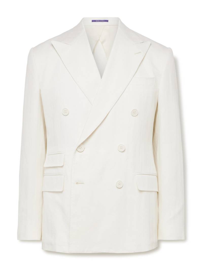 Ralph Lauren Purple Label - Double-Breasted Herringbone Cotton and Linen-Blend Suit Jacket - Men - Neutrals - UK/US 36 von Ralph Lauren Purple Label
