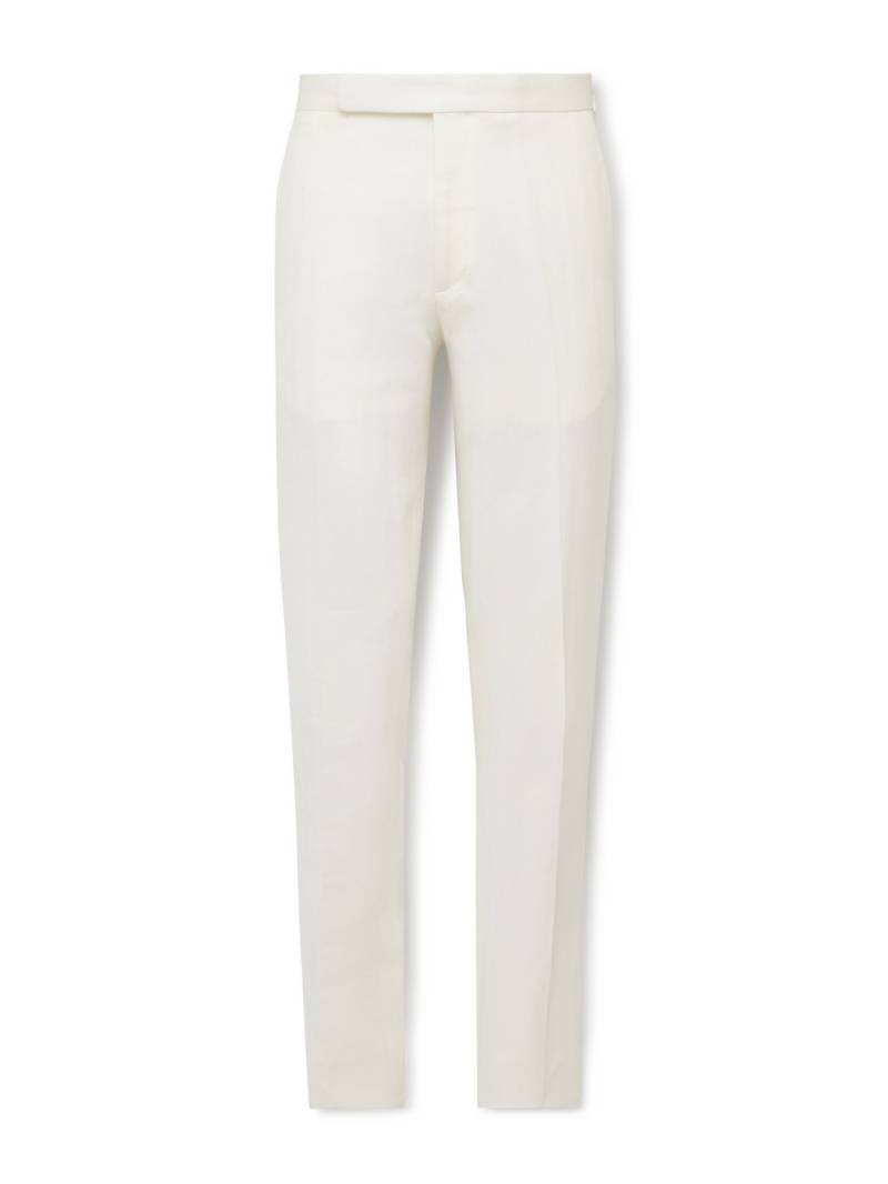 Ralph Lauren Purple Label - Gregory Straight-Leg Herringbone Cotton and Linen-Blend Suit Trousers - Men - Neutrals - UK/US 30 von Ralph Lauren Purple Label