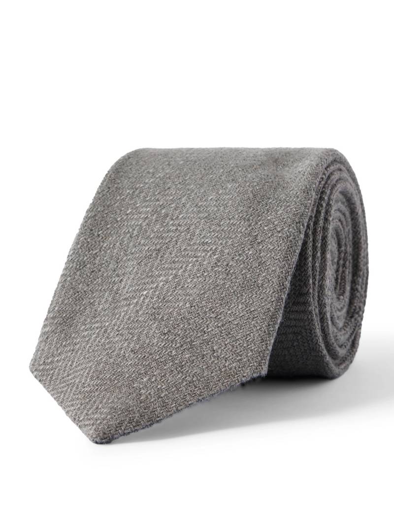 Ralph Lauren Purple Label - Herringbone Linen, Silk and Cotton-Blend Neck Tie - Men - Gray von Ralph Lauren Purple Label