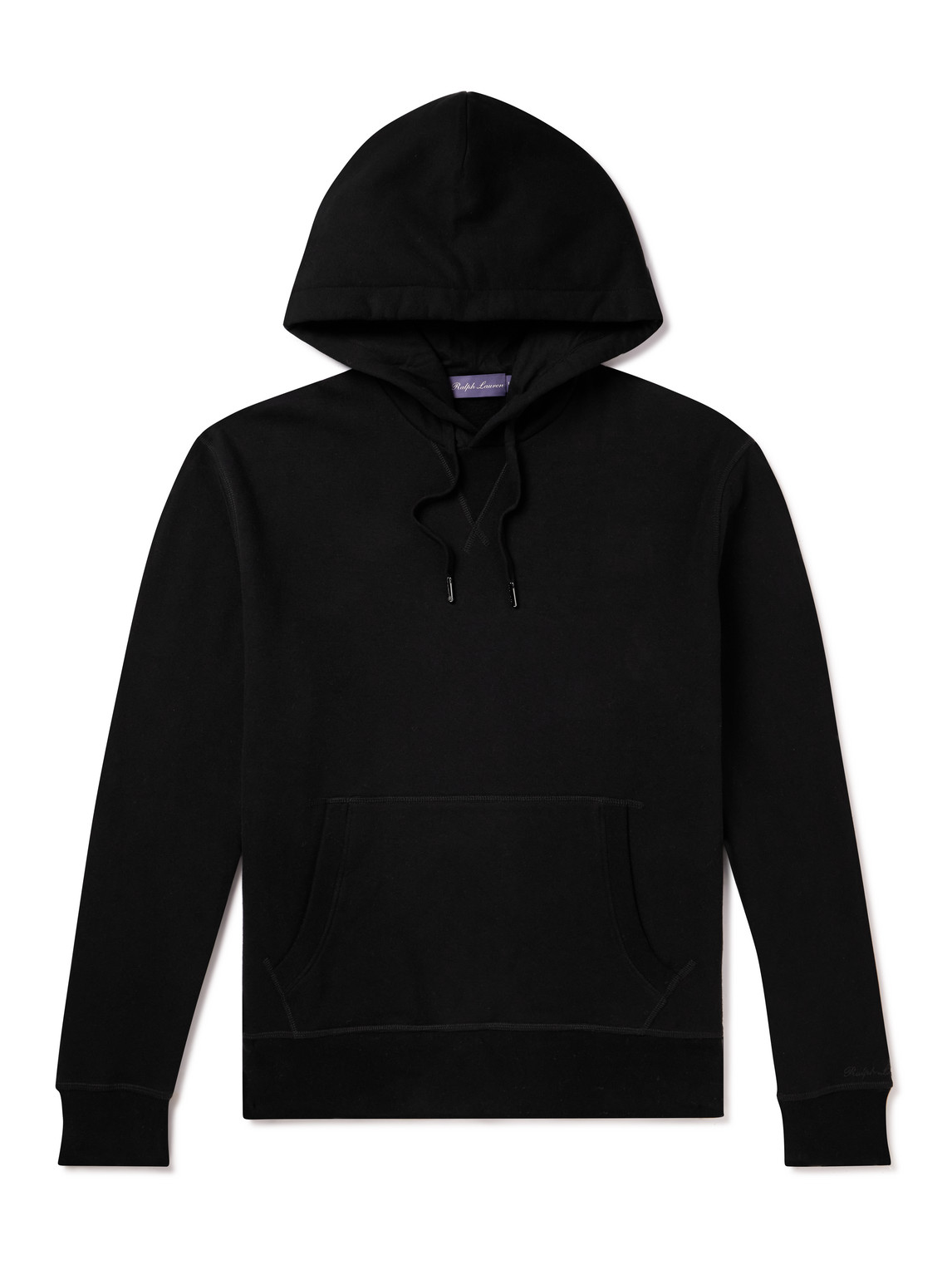 Ralph Lauren Purple Label - Logo-Embroidered Cotton-Blend Jersey Hoodie - Men - Black - S von Ralph Lauren Purple Label