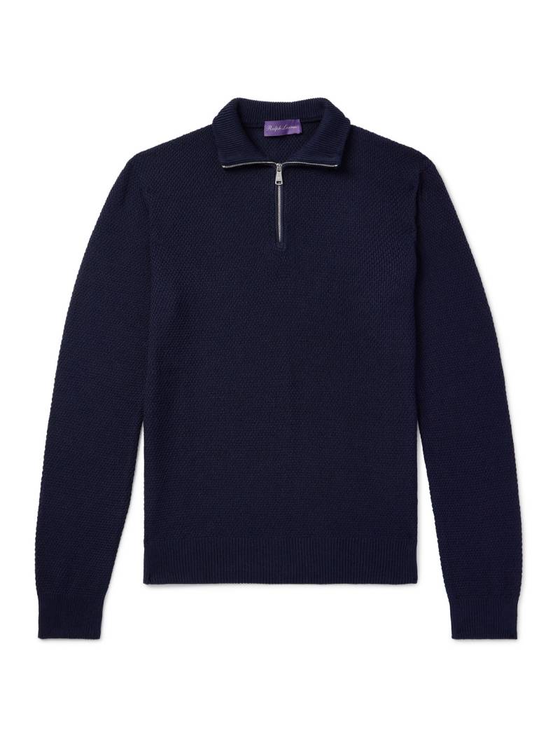 Ralph Lauren Purple Label - Silk and Cotton-Blend Half-Zip Sweater - Men - Blue - M von Ralph Lauren Purple Label