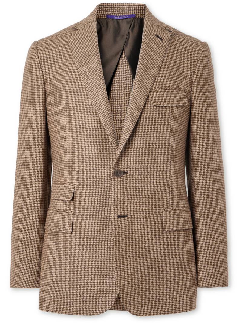 Ralph Lauren Purple Label - Slim-Fit Puppytooth Wool, Silk and Cashmere-Blend Blazer - Men - Brown - UK/US 36 von Ralph Lauren Purple Label