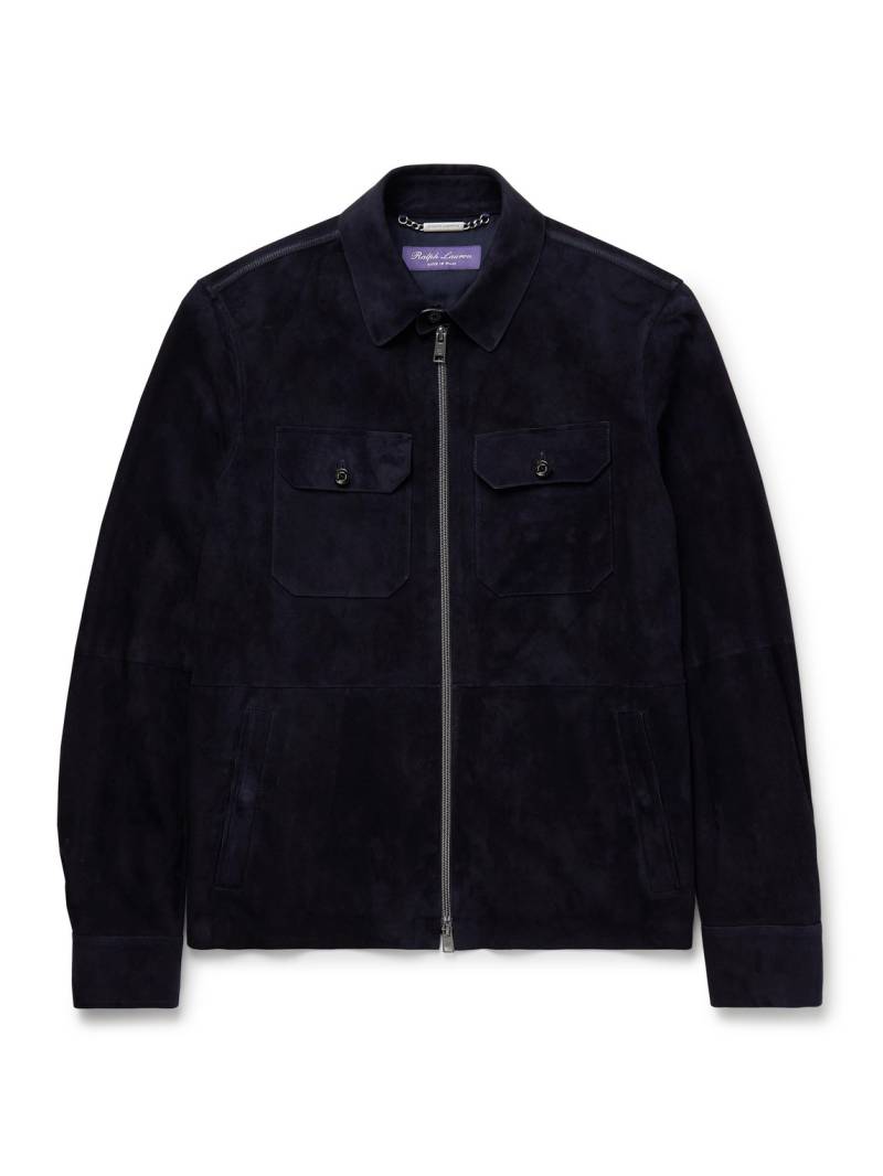 Ralph Lauren Purple Label - Suede Bomber Jacket - Men - Blue - XL von Ralph Lauren Purple Label