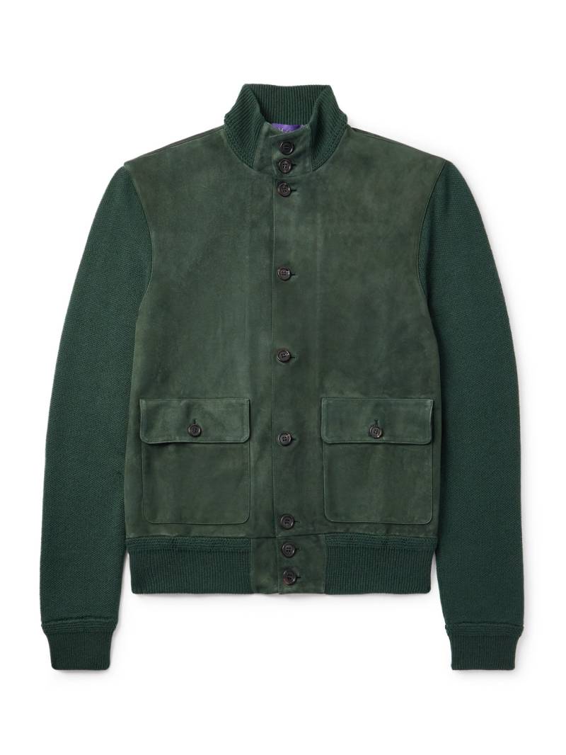 Ralph Lauren Purple Label - Suede-Panelled Cashmere Jacket - Men - Green - M von Ralph Lauren Purple Label