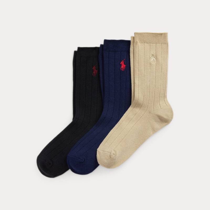3er-Pack gerippte Crew-Socken von Ralph Lauren