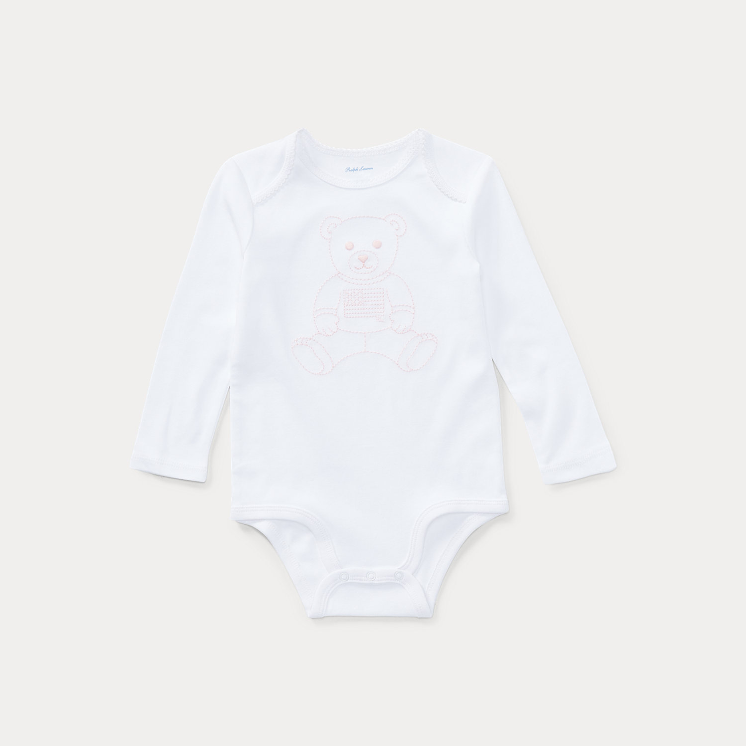 Baumwoll-Babybody mit Polo Bear von Ralph Lauren