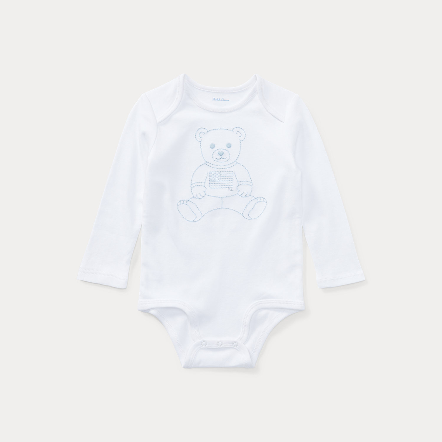Baumwoll-Babybody mit Polo Bear von Ralph Lauren