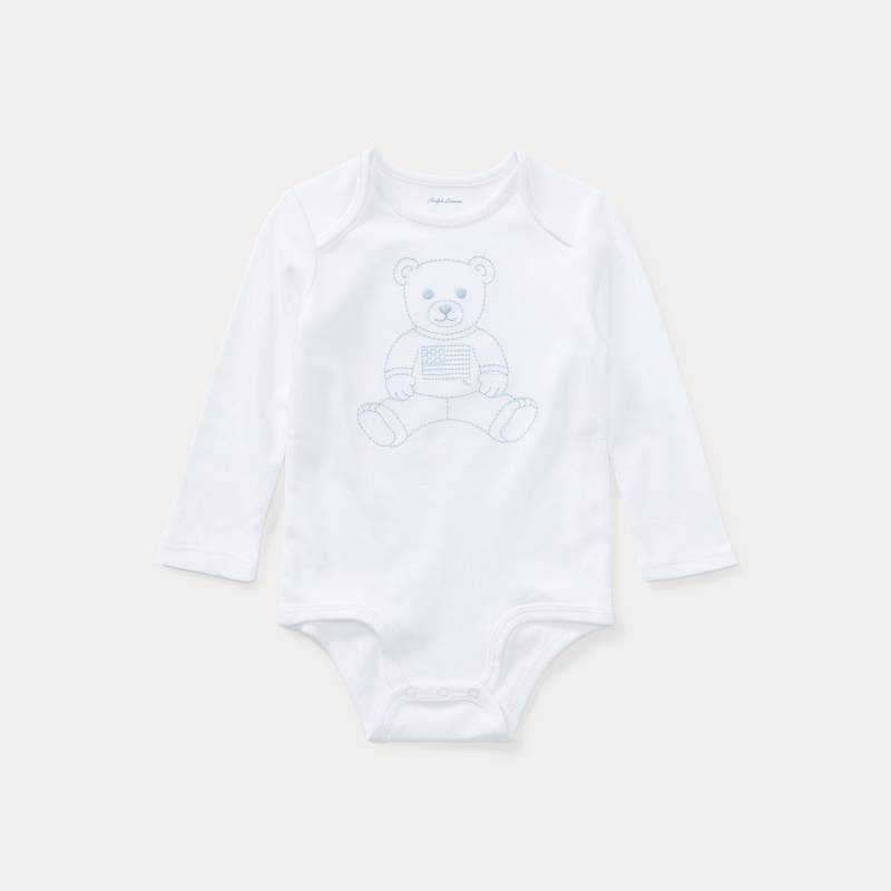 Baumwoll-Babybody mit Polo Bear von Ralph Lauren