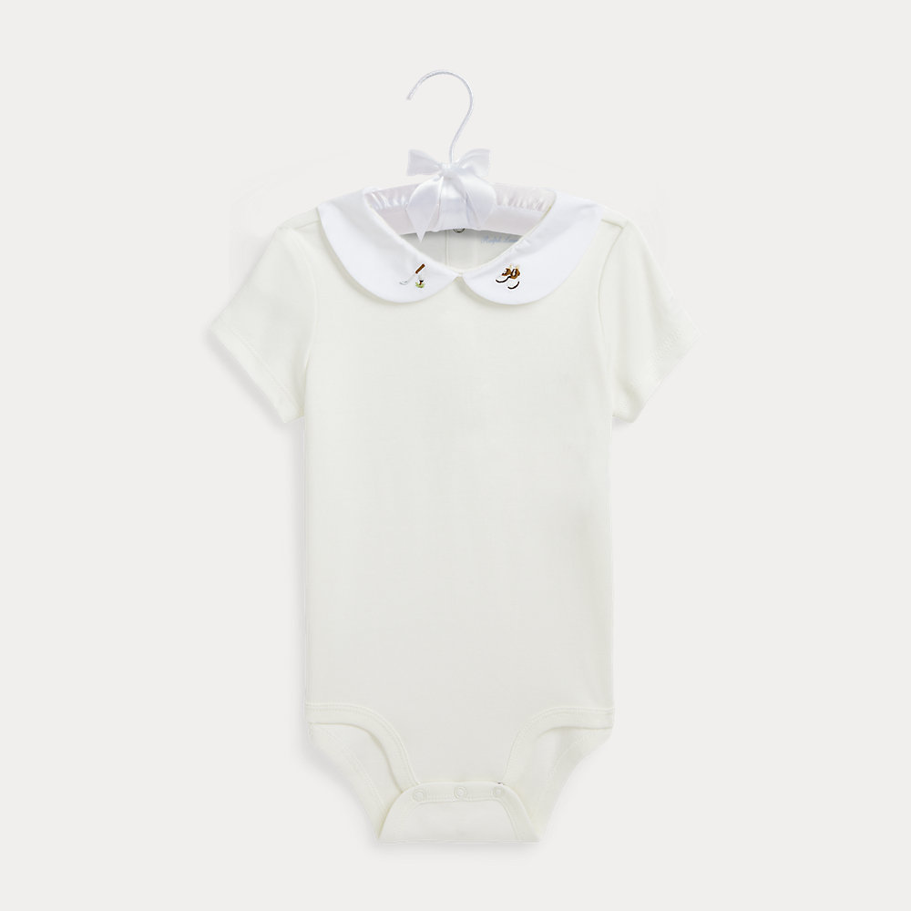 Baumwoll-Babybody mit Vogelstickerei von Ralph Lauren