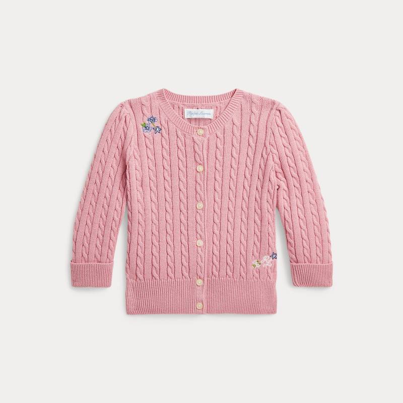 Geblümte Strickjacke mit Mini-Zopfmuster von Ralph Lauren