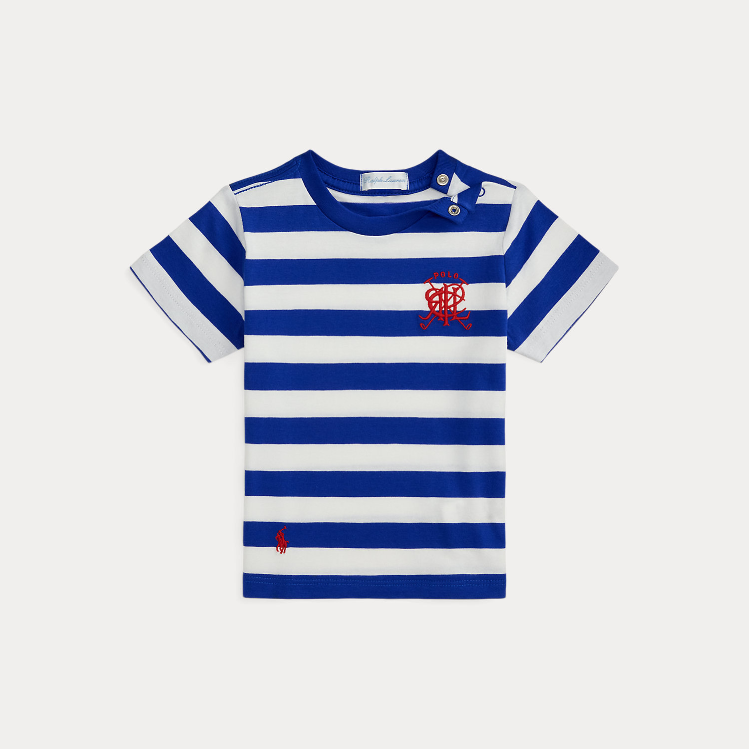 Gestreiftes Baumwoll-T-Shirt mit Wappen von Ralph Lauren