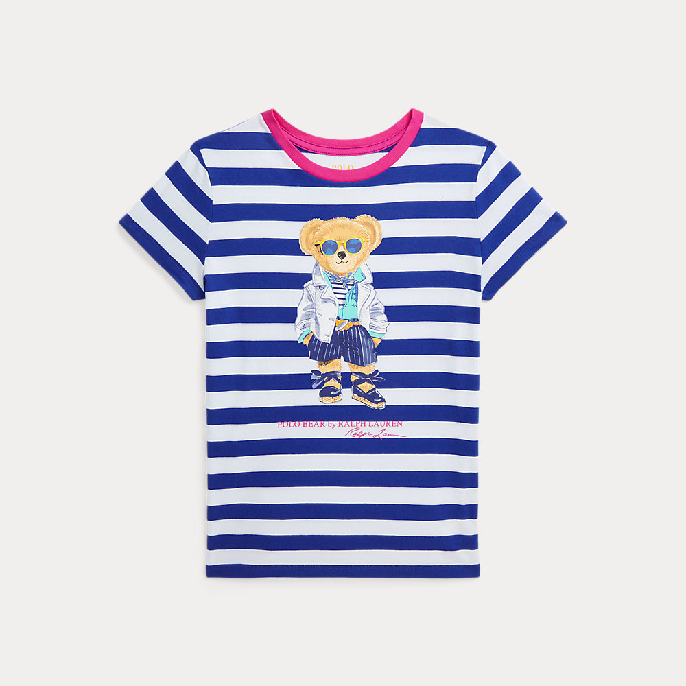 Gestreiftes Jersey-T-Shirt mit Polo Bear von Ralph Lauren