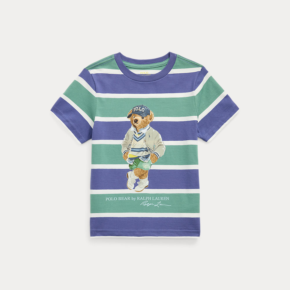 Gestreiftes Jersey-T-Shirt mit Polo Bear von Ralph Lauren
