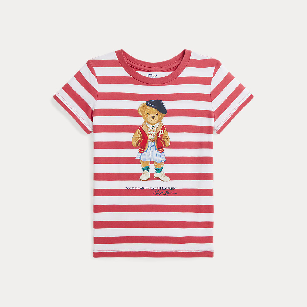 Gestreiftes Jersey-T-Shirt mit Polo Bear von Ralph Lauren