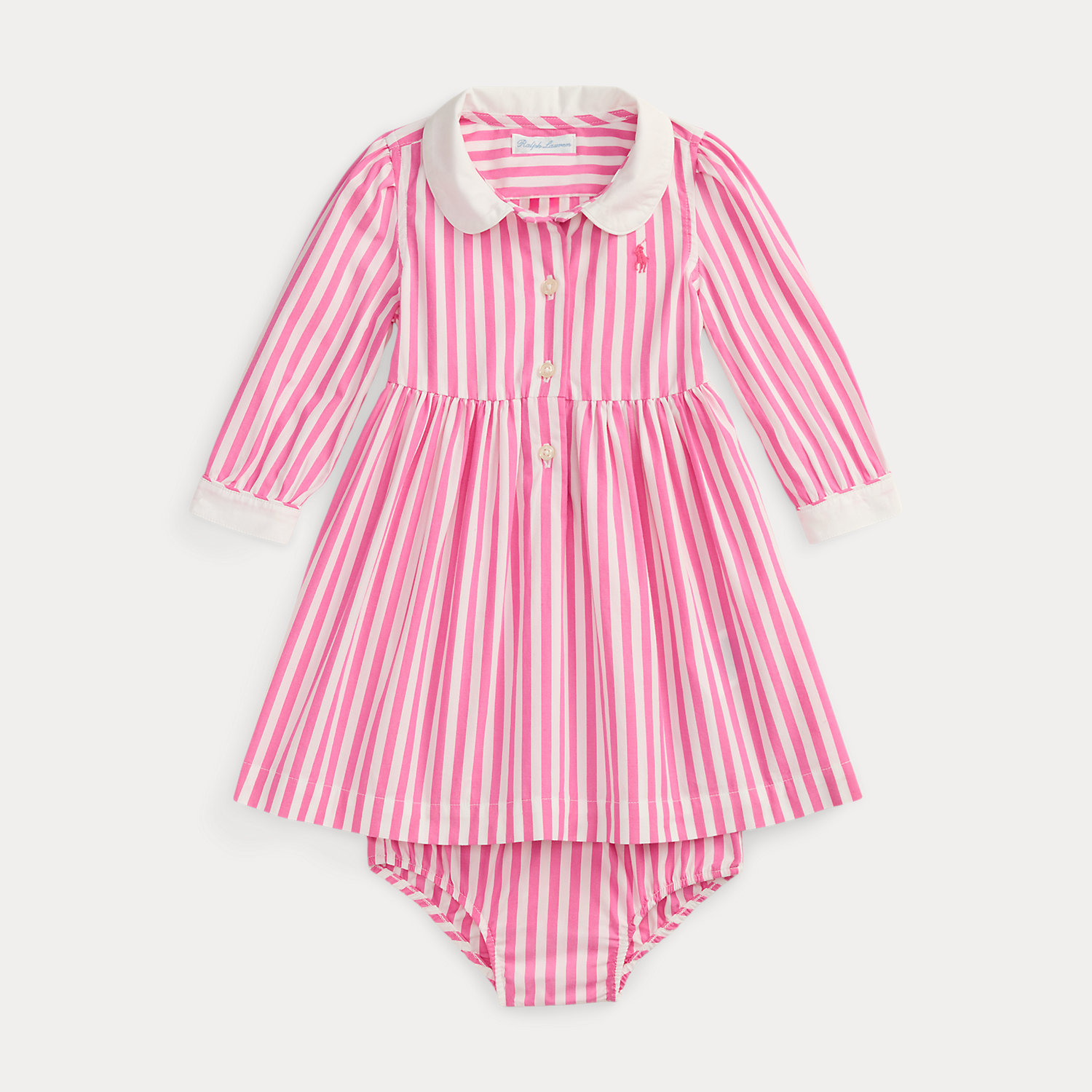 Gestreiftes Popeline-Hemdkleid & Höschen von Ralph Lauren