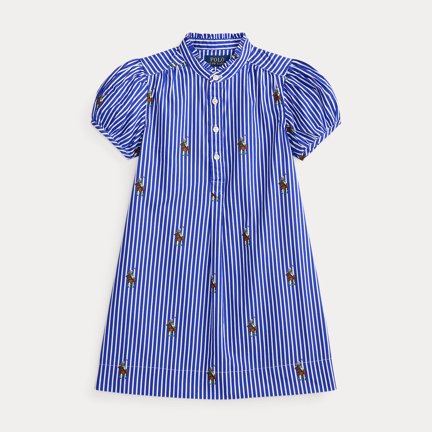 Gestreiftes Popelinekleid mit Polo Bear von Ralph Lauren