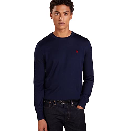 Pullover mit Rundhalsausschnitt aus Baumwolle (FR/ES, Alpha/Buchstaben, L, normale Größe, blau), blau von Ralph Lauren