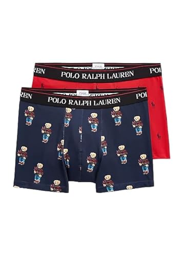 Ralph Lauren Boxershorts Herren Muster Classic Trunk 2er Pack, Schwarz-Rot von Ralph Lauren