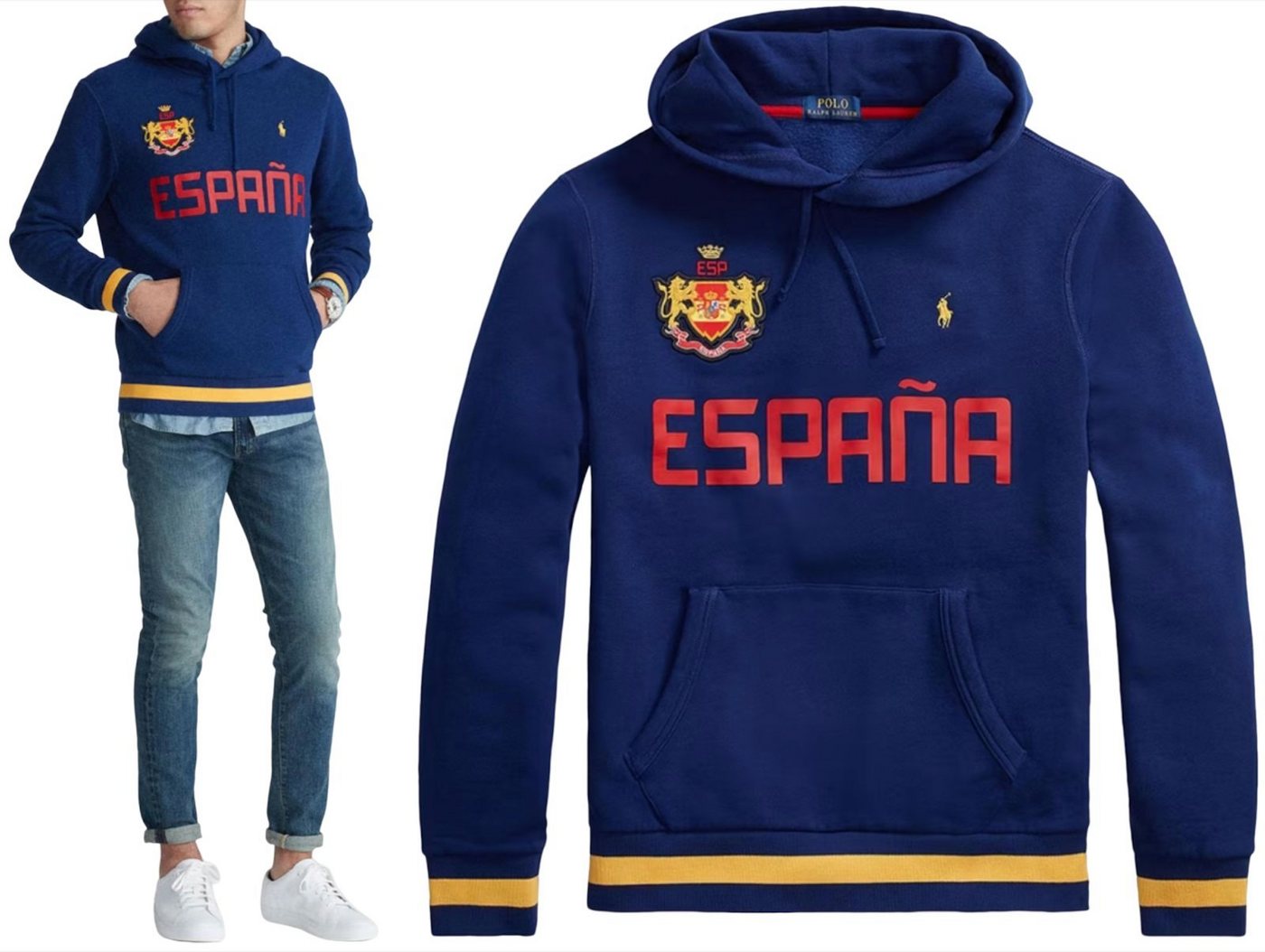 Ralph Lauren Sweatshirt POLO RALPH LAUREN FOOTBALL WORLD CUP SPAIN HOODIE SWEATER KAPUZEN-SWEA von Ralph Lauren
