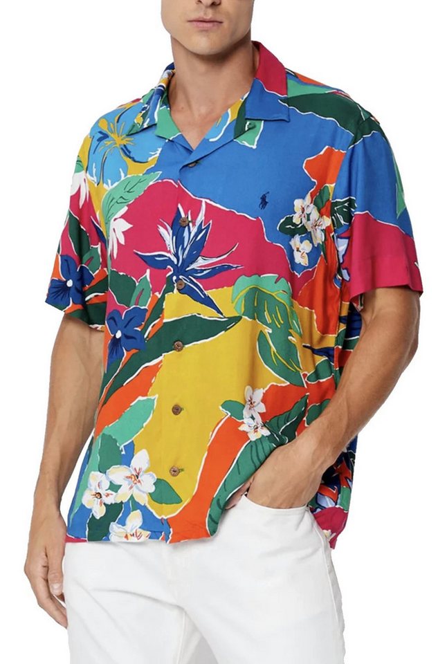 Polo Ralph Lauren Hawaiihemd Herren Hemd Seersucker Camp Shirt Klassisches mit Tropenprint Tropenprint Seersucker, Kokosnussknöpfe, gerader Saum von Polo Ralph Lauren
