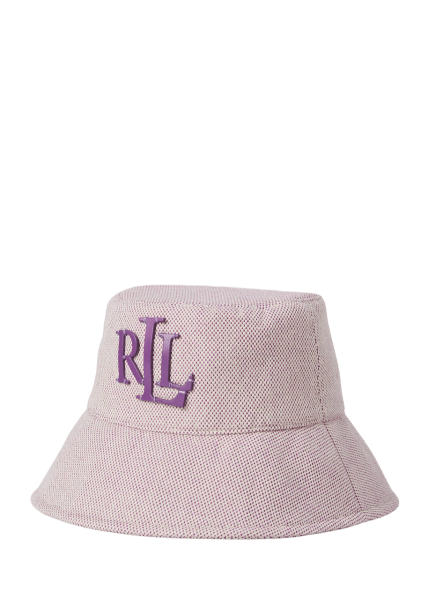 Ralph Lauren - Lauren Ralph Lauren Cross Bucket Hat, Canvas-Fischerhut, Lila-Beige von Ralph Lauren