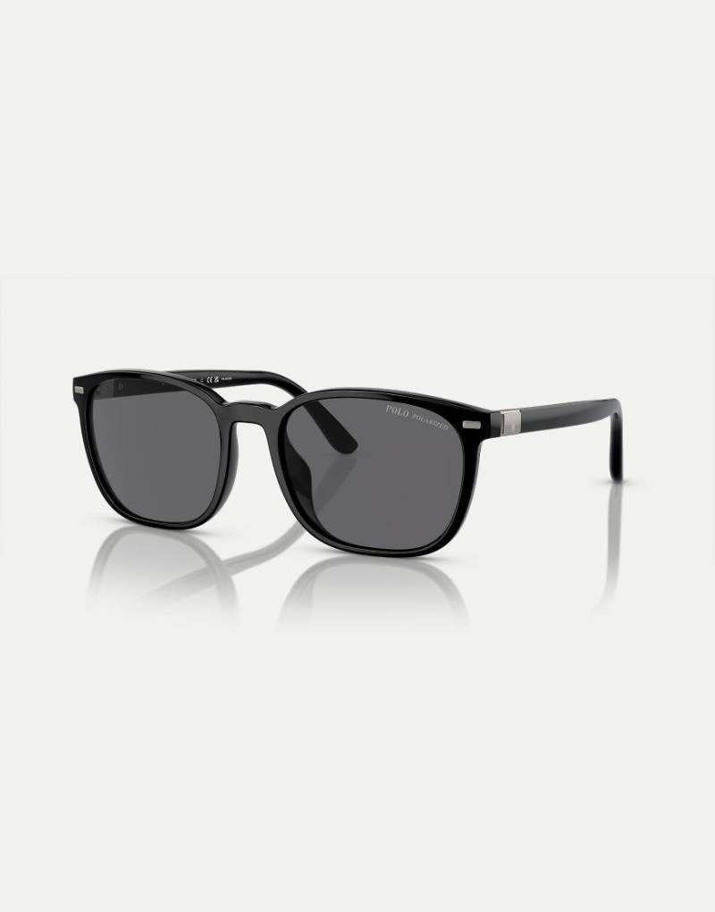 Polo Ralph Lauren - Ph4208u - Eckige Sonnenbrille in glänzendem Schwarz mit grauen, polarisierten Gläsern von Ralph Lauren